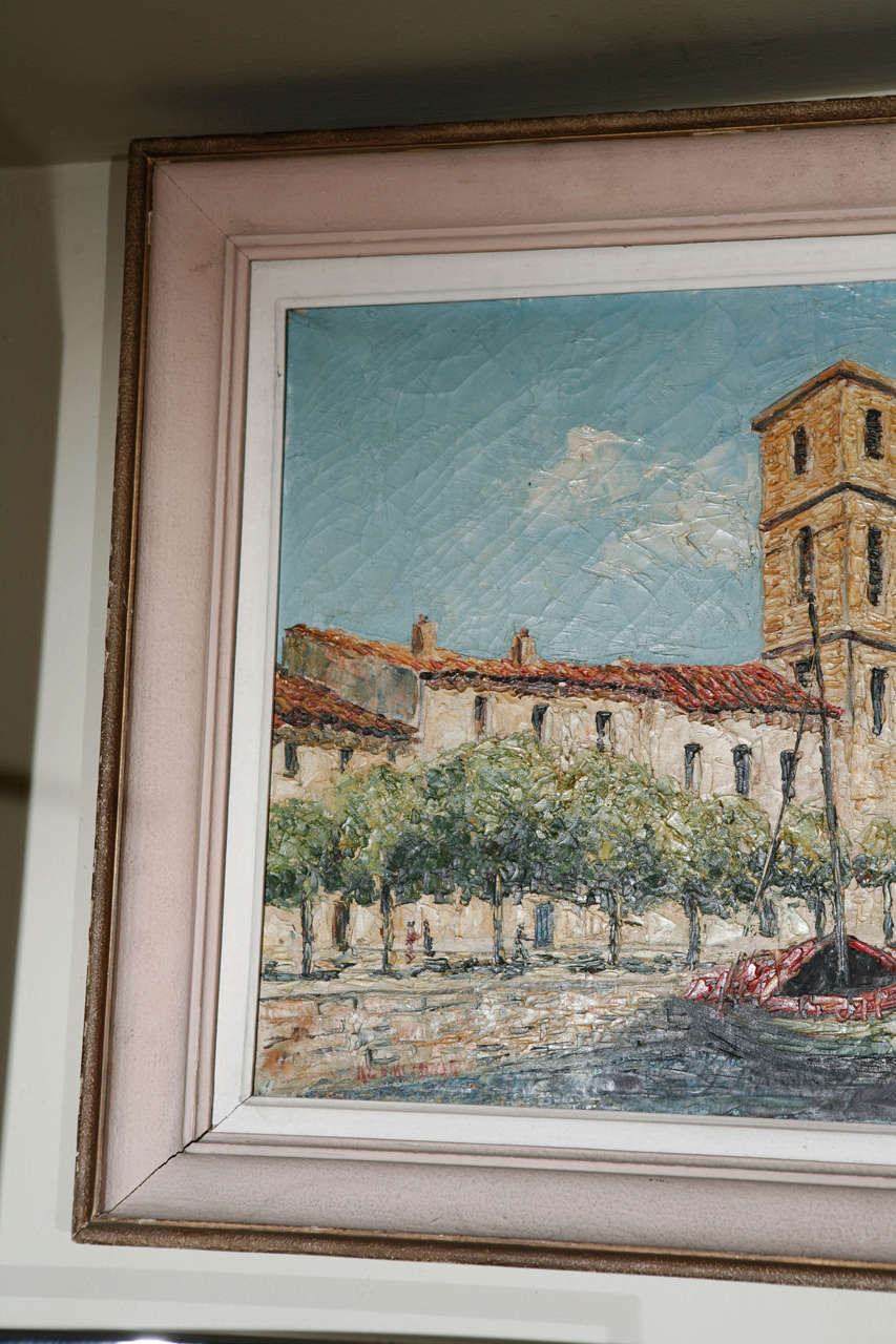 20th Century St Tropez Oil Painting by Klemczsnski For Sale