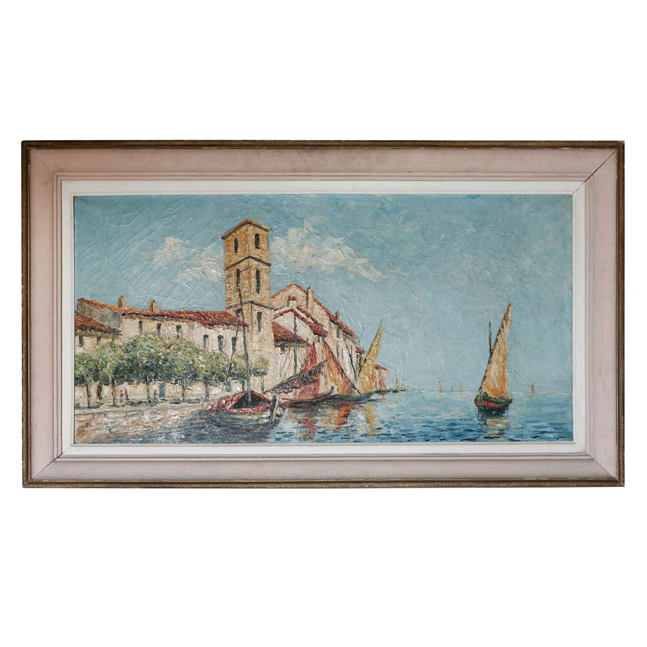St Tropez Oil Painting by Klemczsnski For Sale
