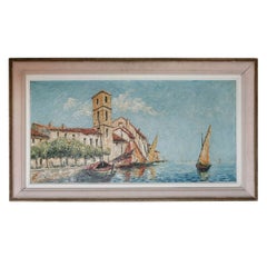 Vintage St Tropez Oil Painting by Klemczsnski