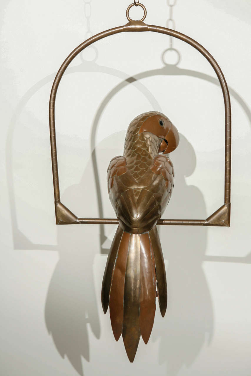 Perroquet en cuivre et laiton de Sergio Bustamante Bon état - En vente à Cathedral City, CA