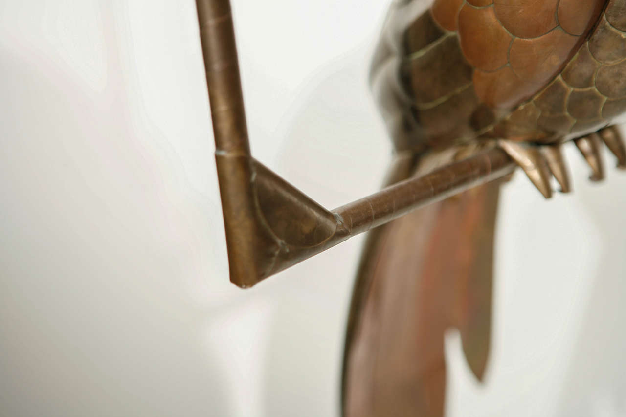 Late 20th Century Copper and Brass Parrot by Sergio Bustamante For Sale