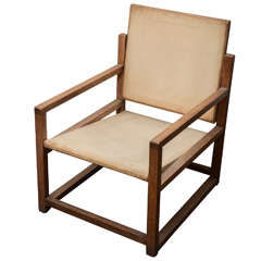 Wooden Cubist Arm Chair in Original Upholstery