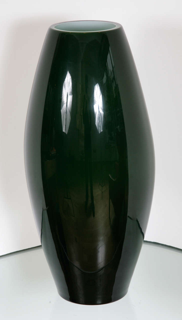 green cased glass vase