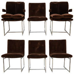 Minimalist Milo Baughman Dining Chairs Set of Six