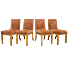 Set of 4 Burlwood Chairs for Game Table or Dinnete