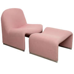 Retro Sculptural Italian Chair and Ottoman by Giancarlo Piretti