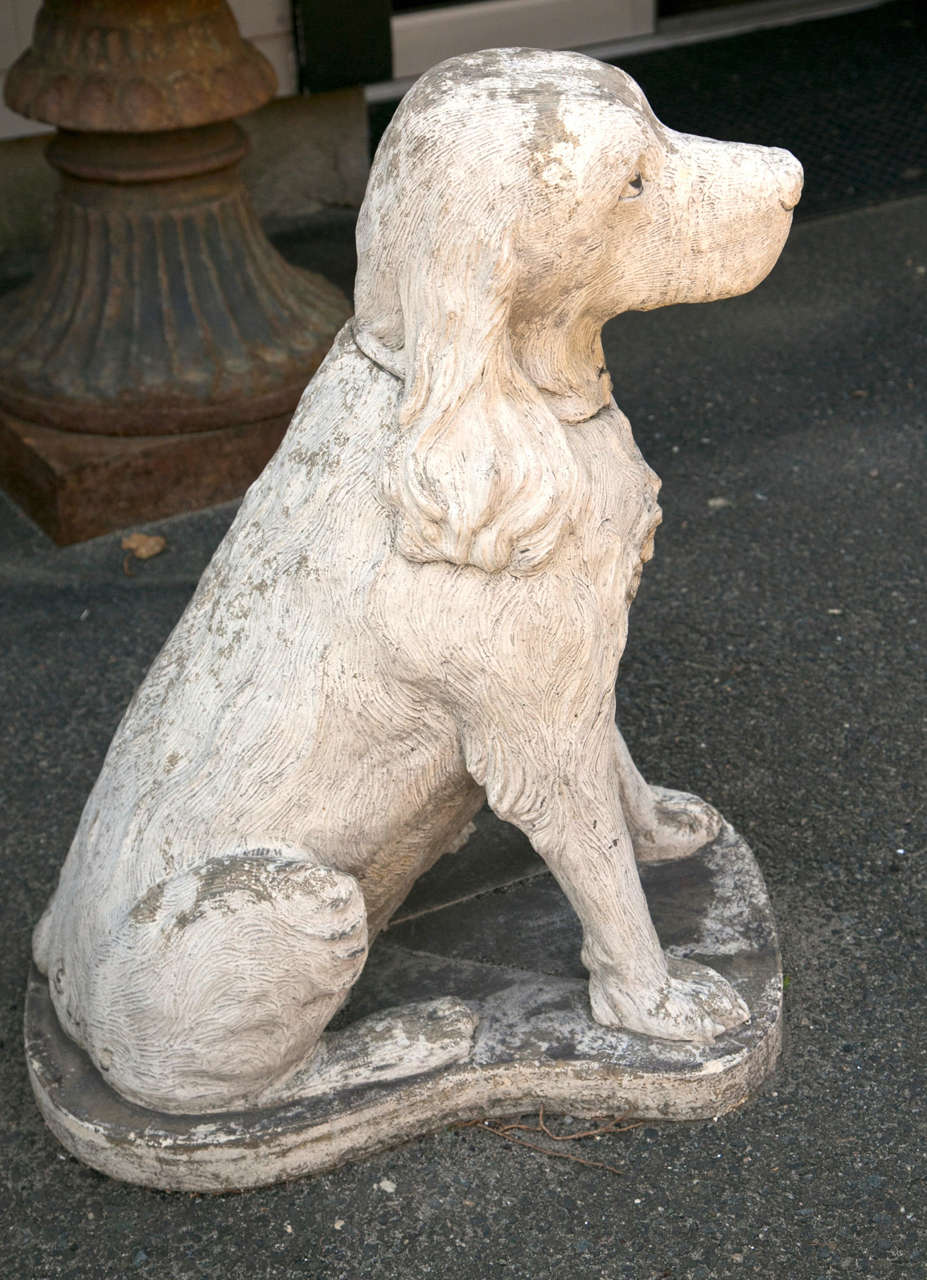 20th century cast stone dogs In Good Condition For Sale In Stamford, CT