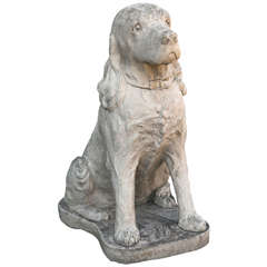 20th century cast stone dogs