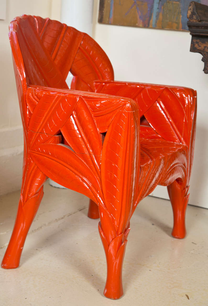 Cooper Hewitt Wood-Carved Chair In Good Condition For Sale In Stamford, CT