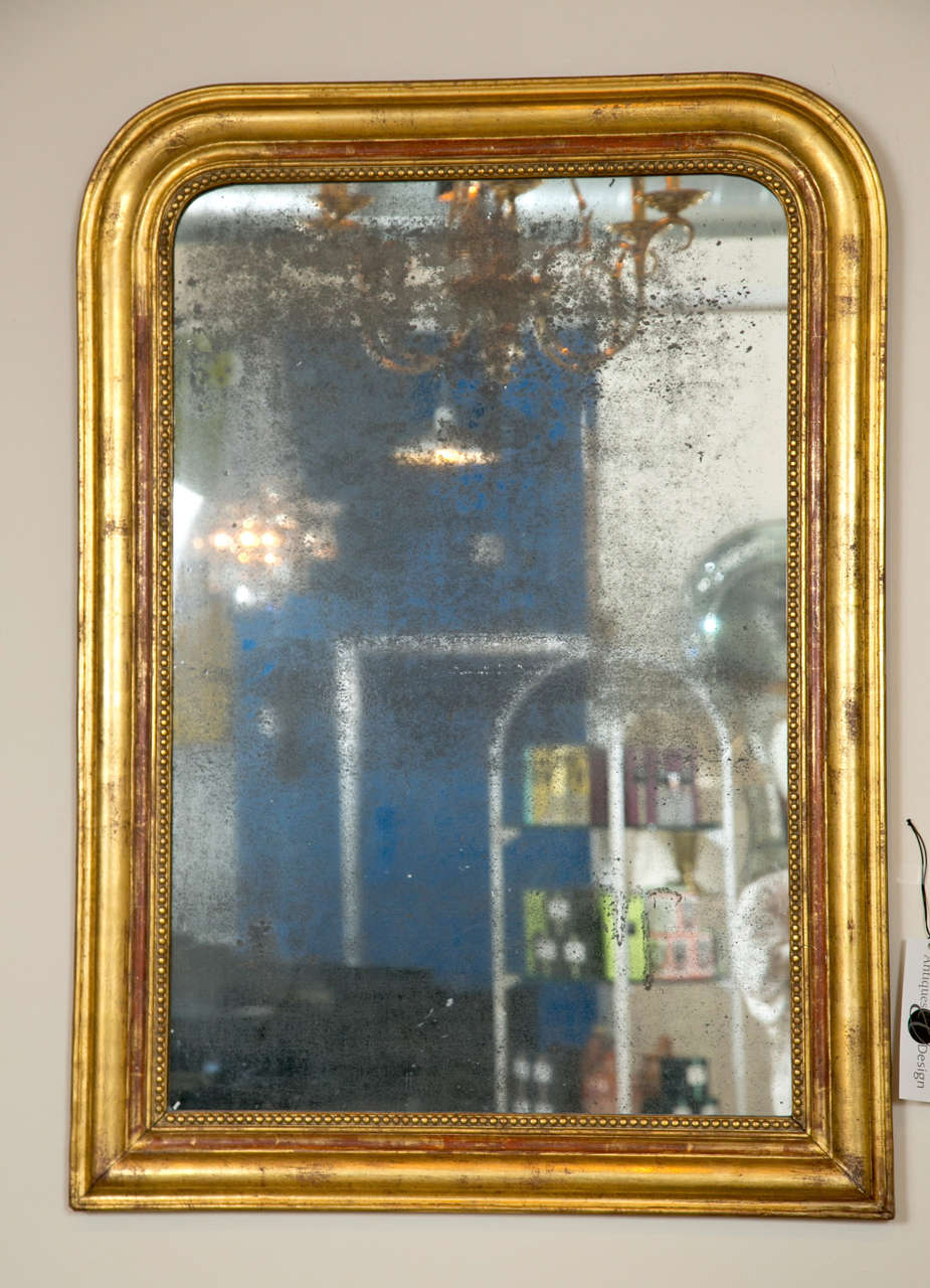 Fine 19th c. Louis Phillipe French gilded and etched mirror.  Mid 19th c.  circa 1850.