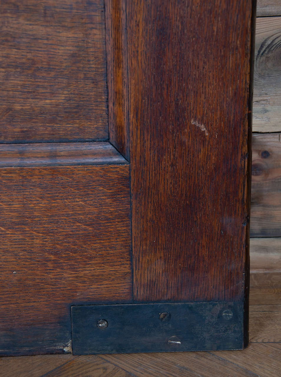 Grand 1920s Oak Copper Glazed Double Doors with Bronze Bars 1