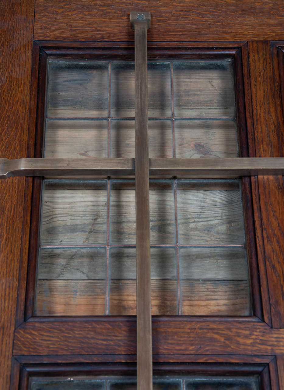 Grand 1920s Oak Copper Glazed Double Doors with Bronze Bars 2