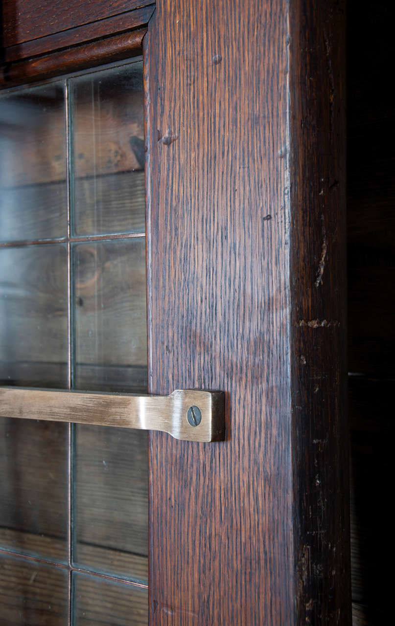 Grand 1920s Oak Copper Glazed Double Doors with Bronze Bars 4
