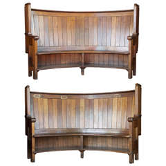 1920s Curved Oak Benches from London Fruit & Wool Exchange