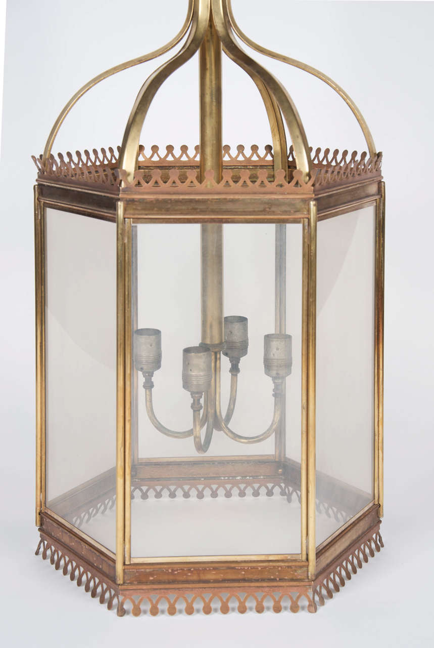 British Large Georgian Style Brass and Copper Lanterns For Sale