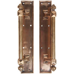 Grand Original Art Deco Polished Brass Door Pulls (Poignées de porte en laiton poli)