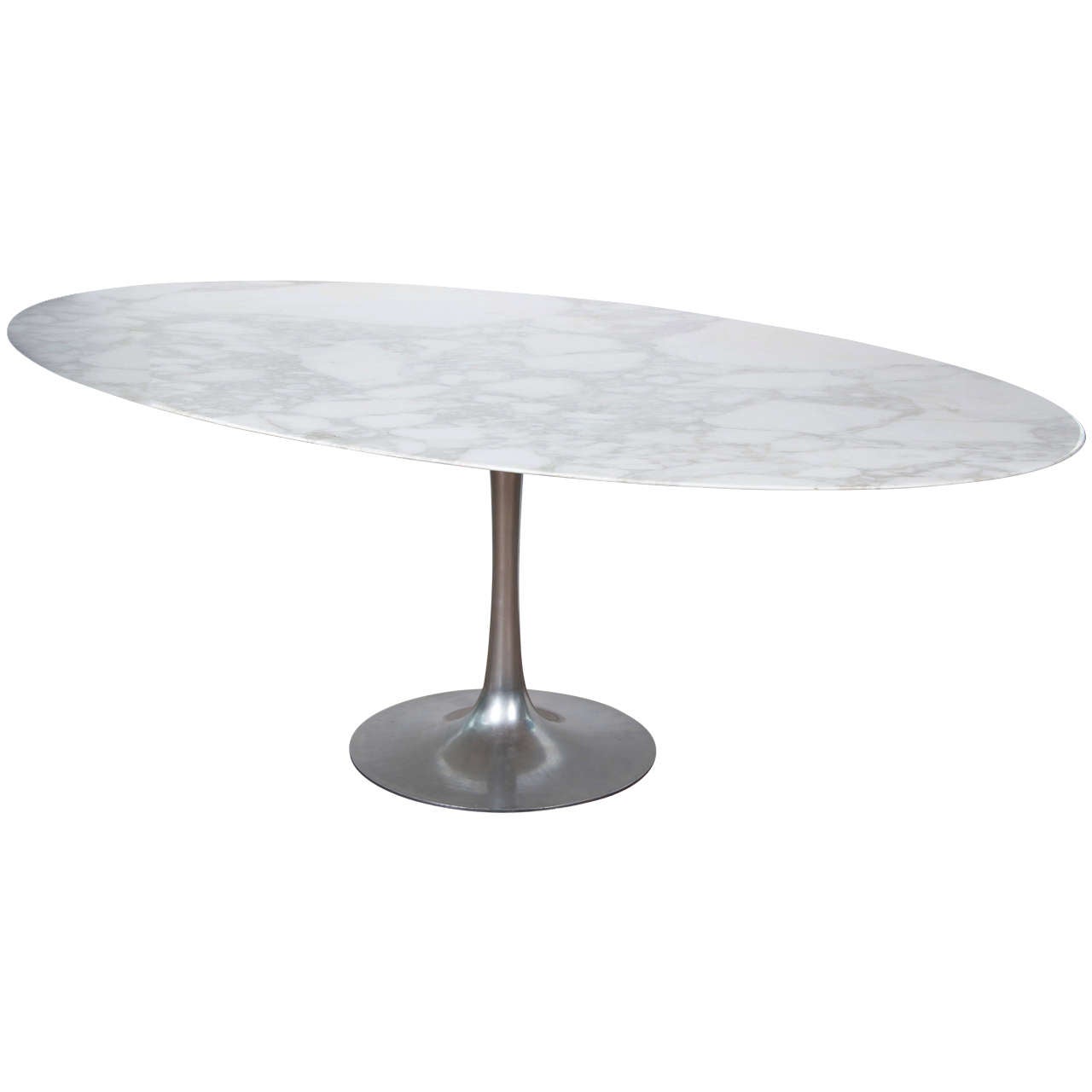 Large Vintage 1960s Marble Oval Table with Metal Base at 1stDibs