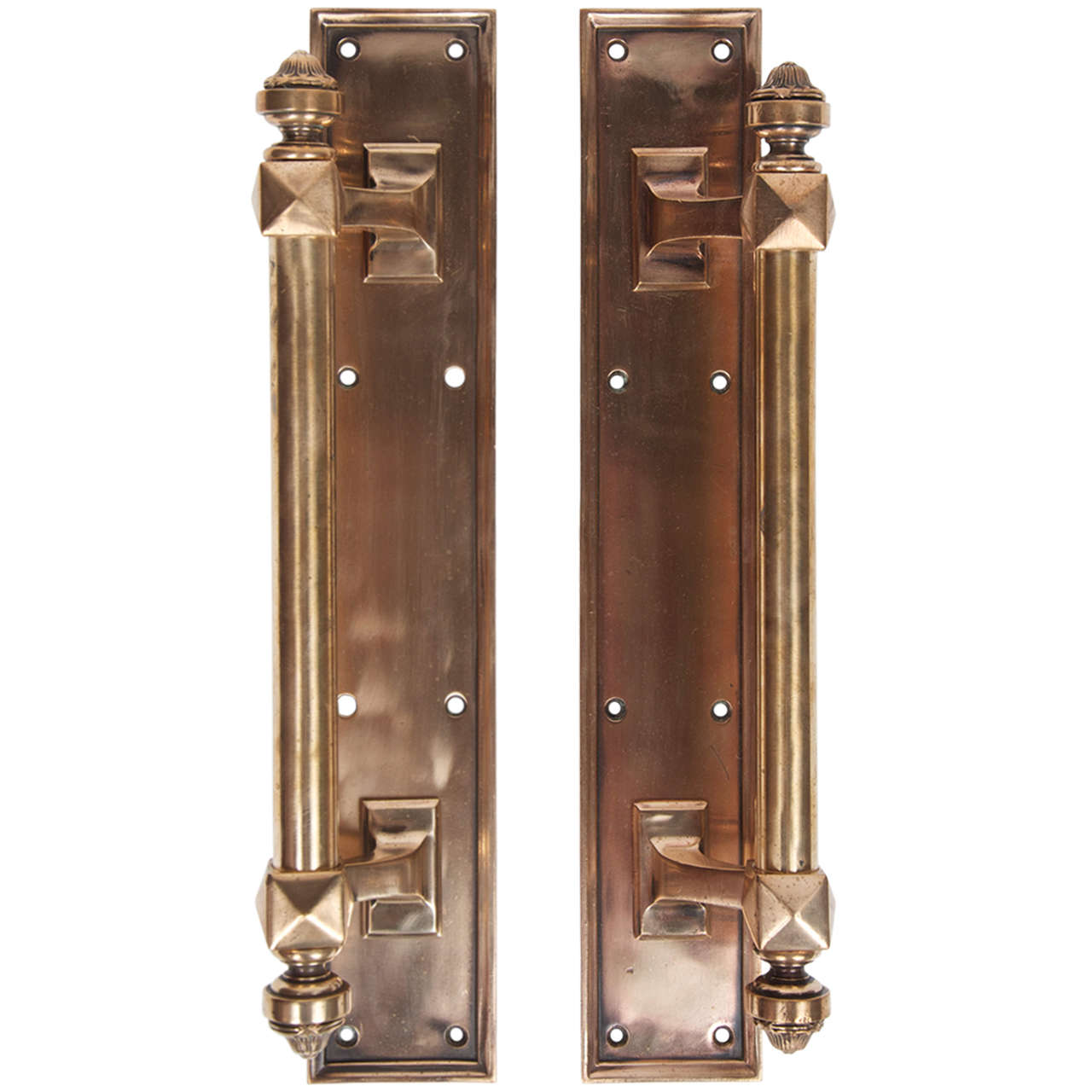 Grand Original Art Deco Polished Brass Door Pulls at 1stdibs