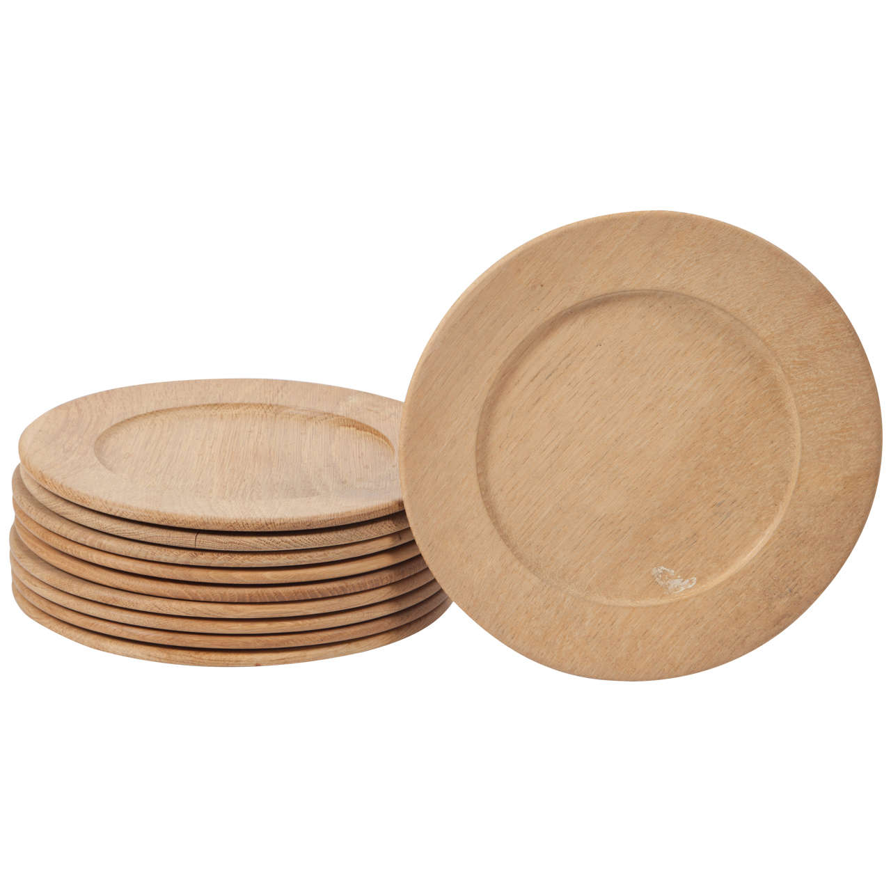 Oak Wood Charger or Chop Plates, Set of Ten