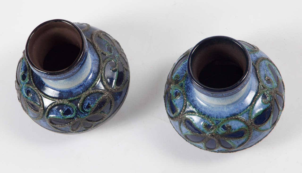 Vintage 1970s Strehla vases in fat lava gloss glaze.

These vintage German vases are a lovely pair.