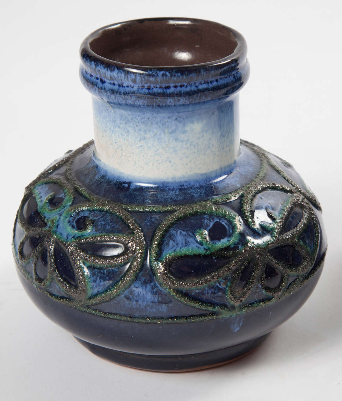 German Pair of Fat Lava Glaze Strehla Vases