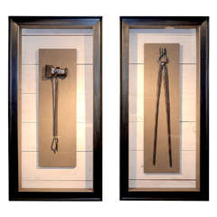 Framed Antique Iron Monger Tools