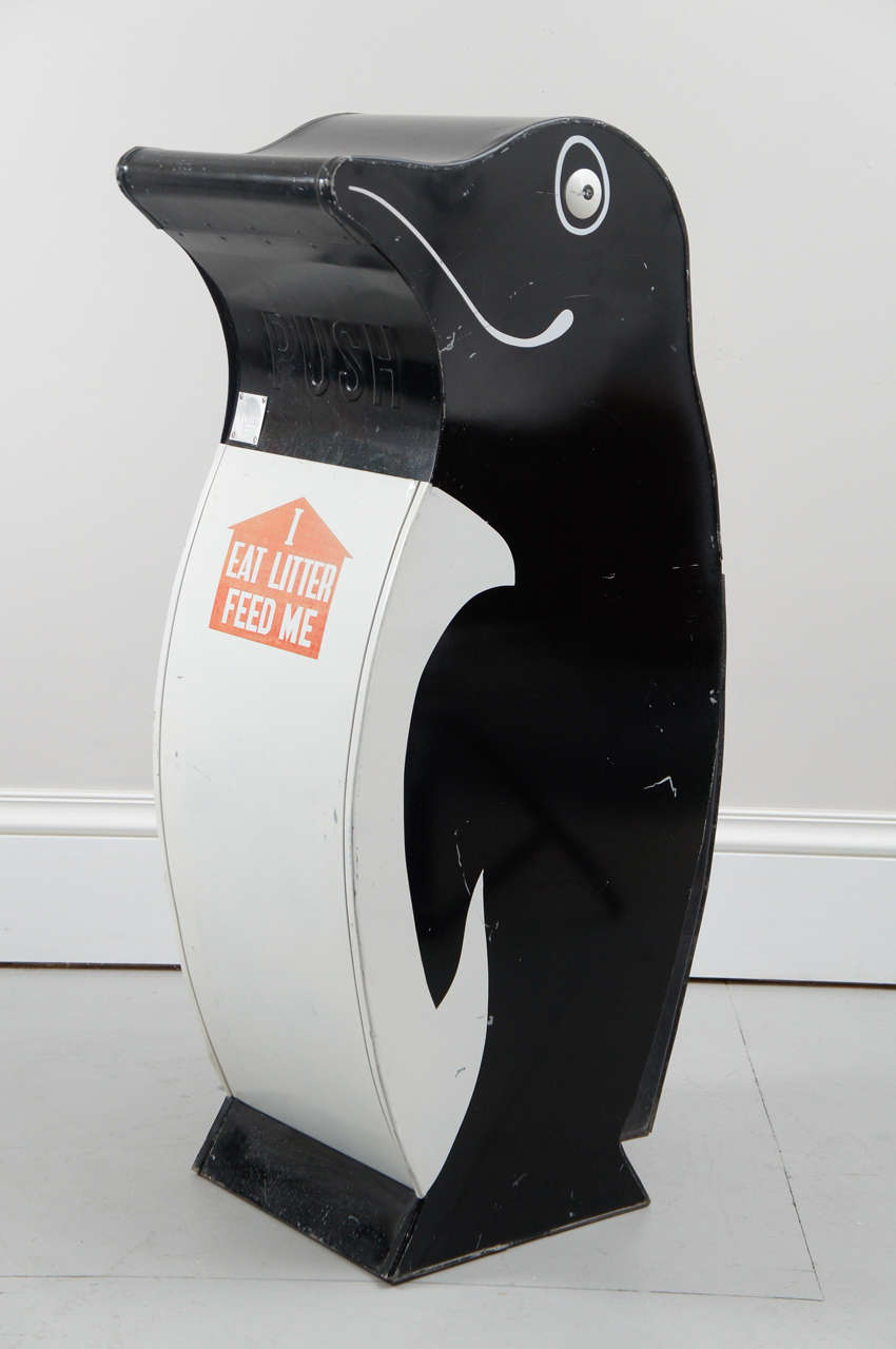 Vintage Penguin Trash Can at 1stdibs