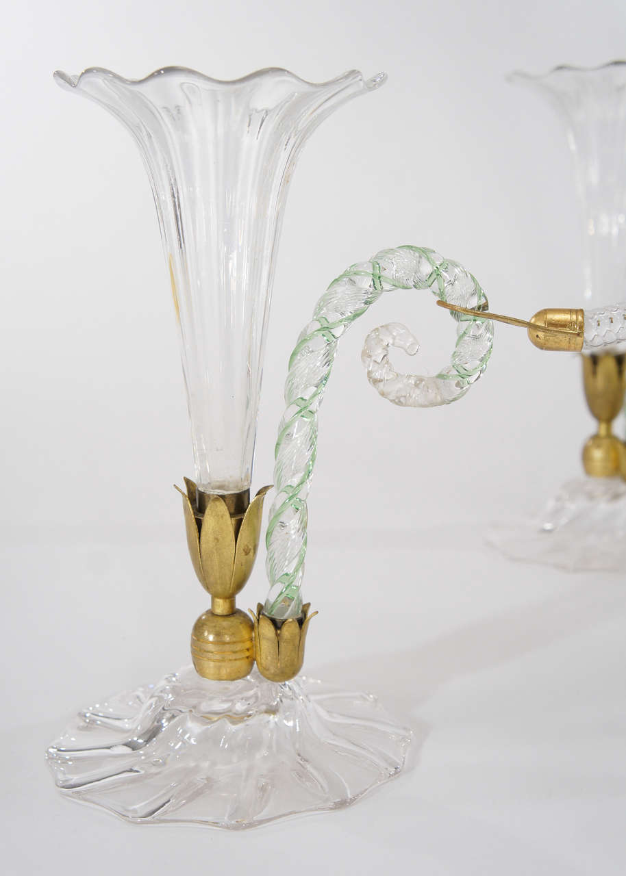19th Century Rare Webb/Stevens & Williams Hand Blown Centerpiece/ Epergne w/ Green Canes For Sale