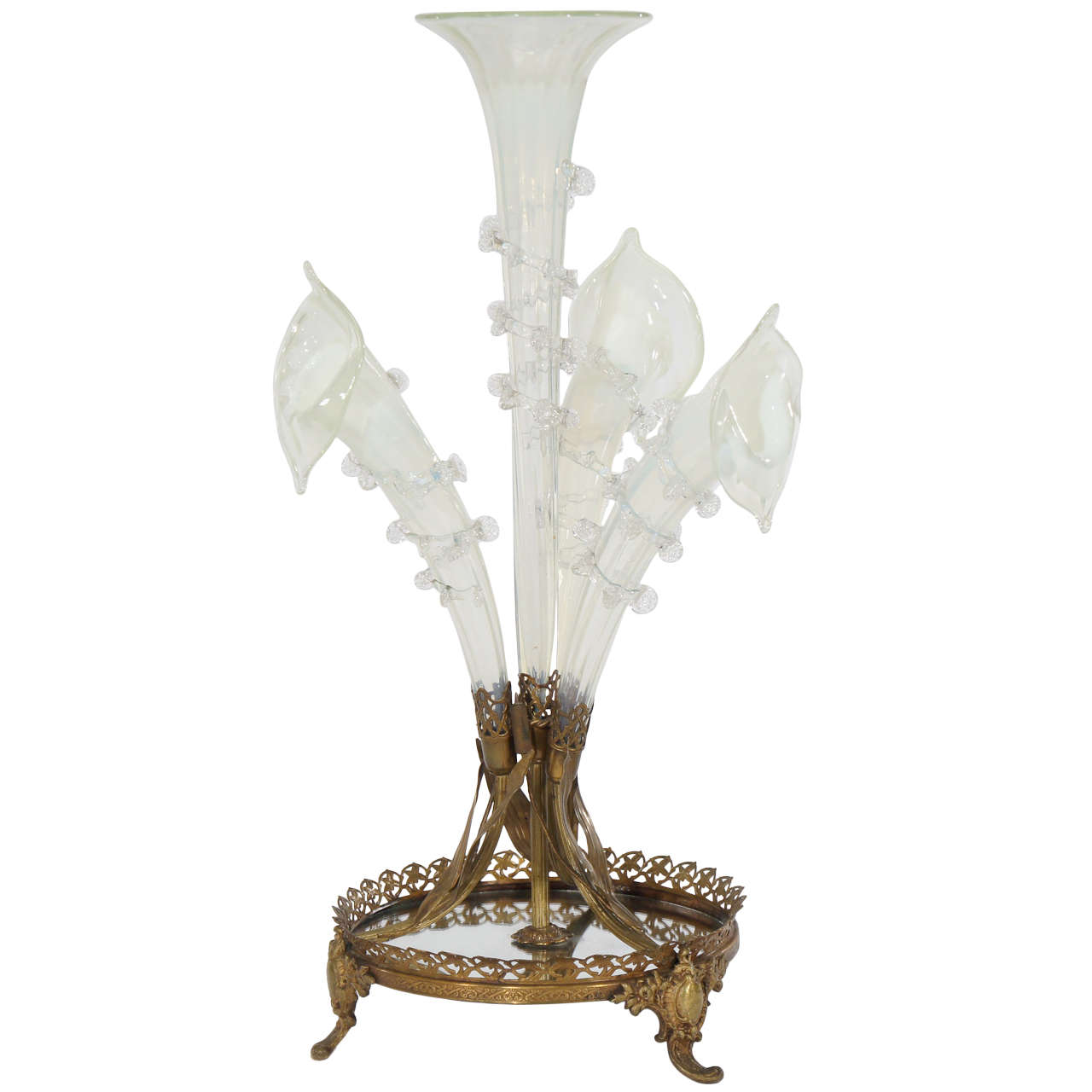 Outstanding Art Nouveau Calla Lily 19th Century Epergne on Plateau