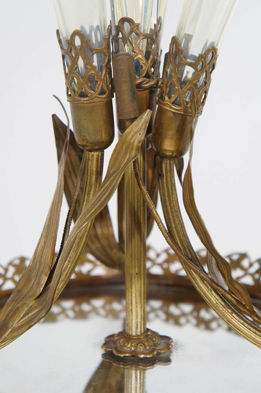 Outstanding Art Nouveau Calla Lily 19th Century Epergne on Plateau In Excellent Condition For Sale In Great Barrington, MA