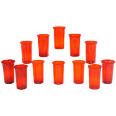 Set of 12 Hand Blown Venetian Ruby Red Tall Tumblers, Salviati