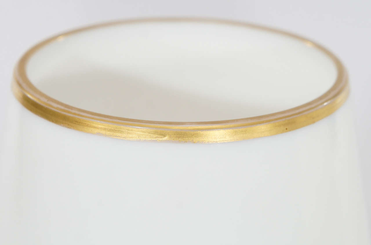 Pair of Signed Ahne Hand Painted Large White Mantle Vases For Sale at