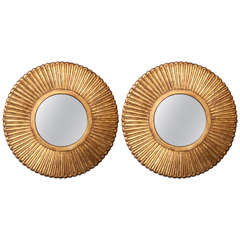 Pair of Giltwood Sunburst Mirrors