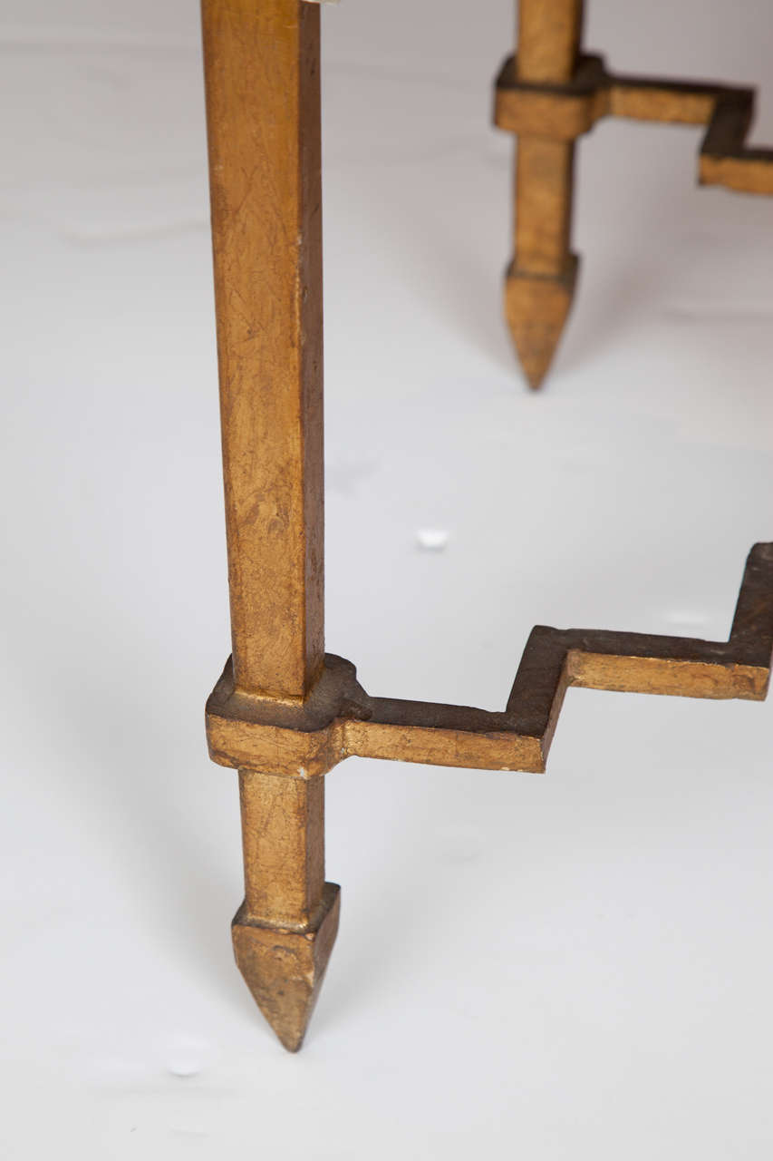 Gilt Iron and Mahogany Side Table In Good Condition In New York, NY