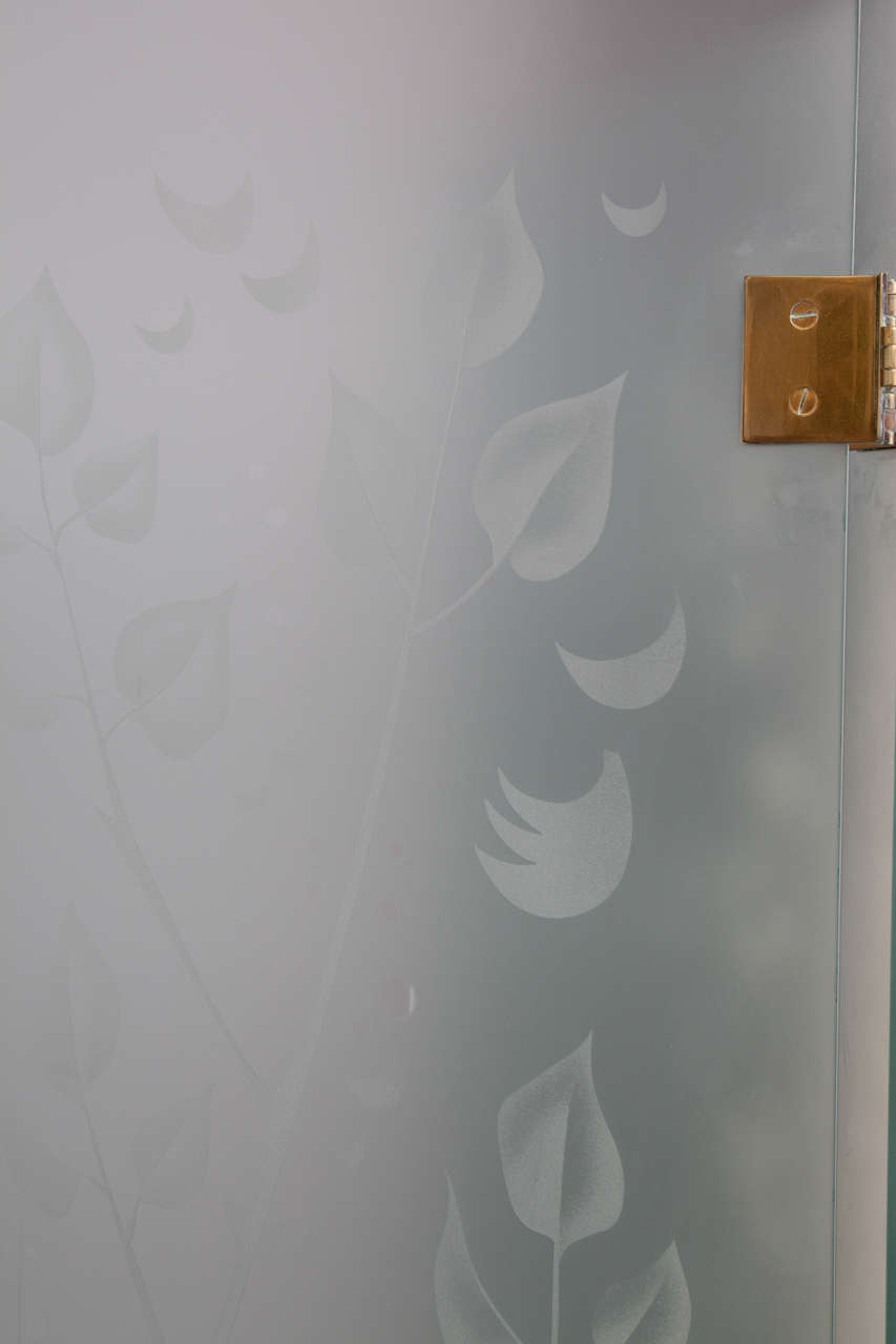 FourPanel Etched Glass Screen For Sale at 1stDibs glass room divider