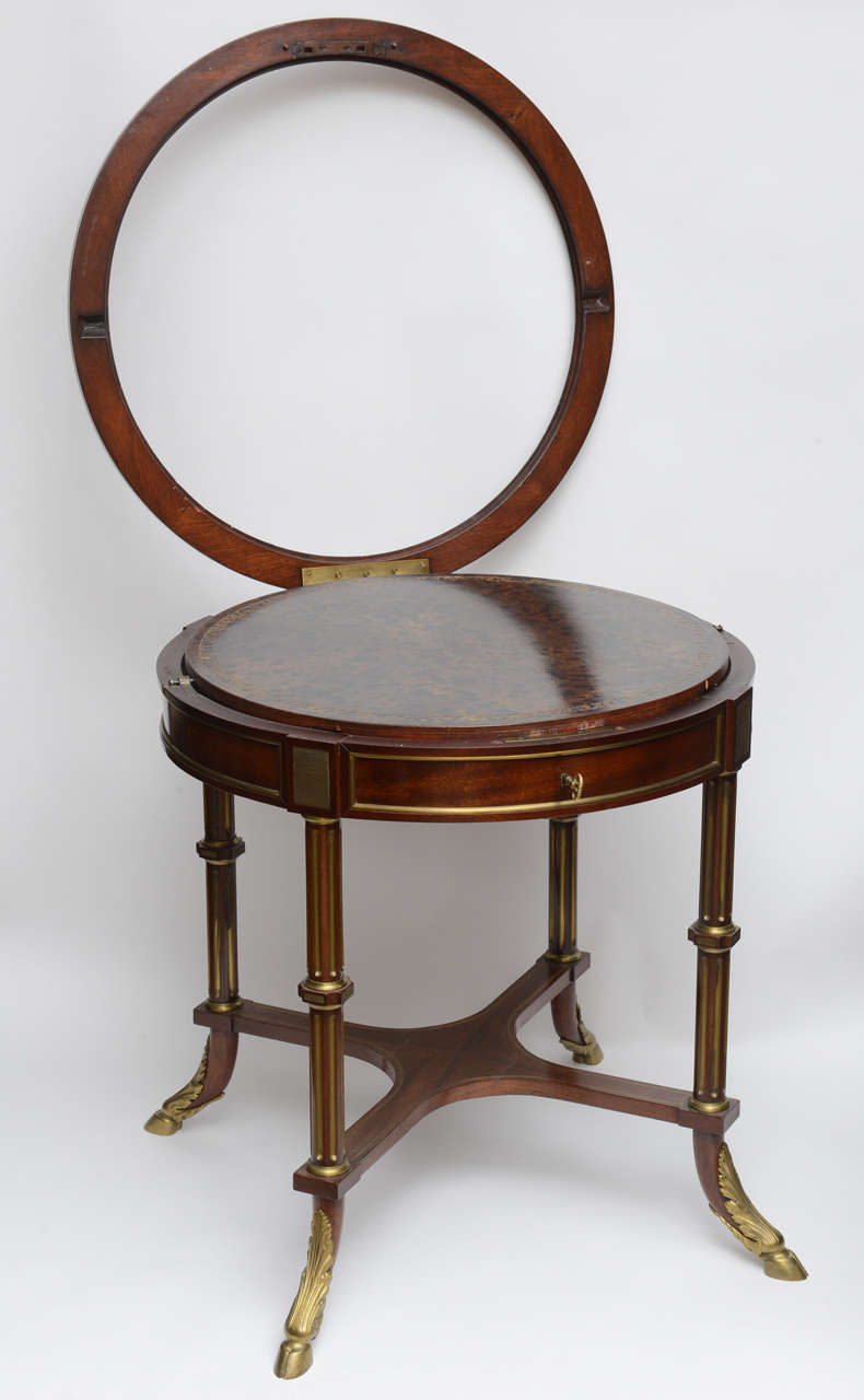 19th Century French Center, Game, Side, End Table w/ Leather Top 19th C