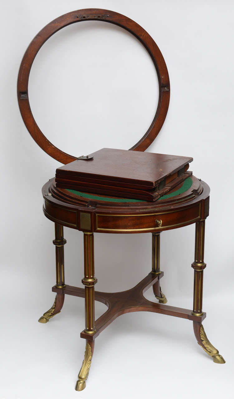 Mahogany French Center, Game, Side, End Table w/ Leather Top 19th C