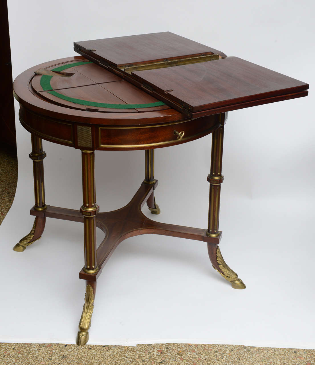 French Center, Game, Side, End Table w/ Leather Top 19th C 1