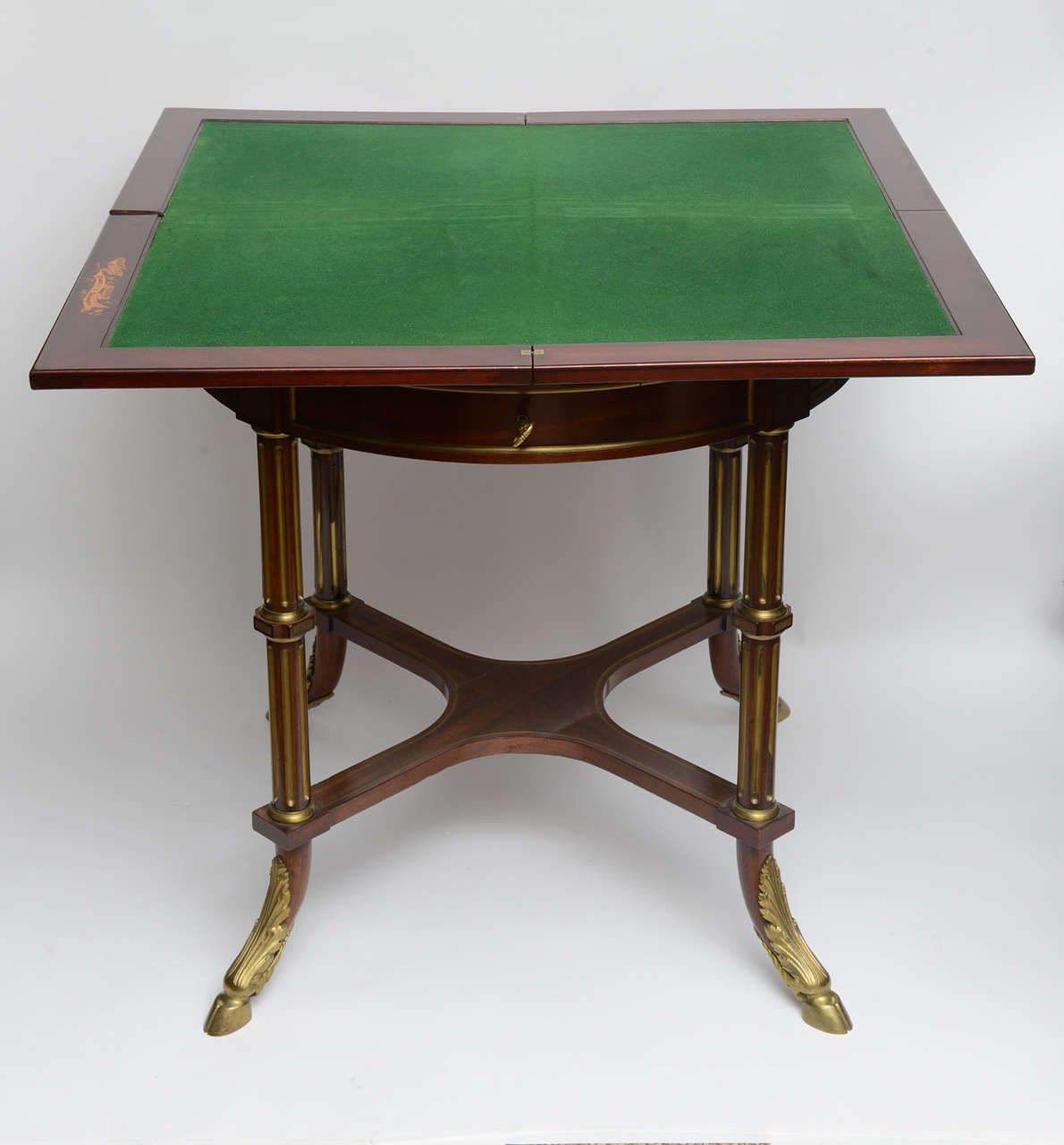 French Center, Game, Side, End Table w/ Leather Top 19th C 2