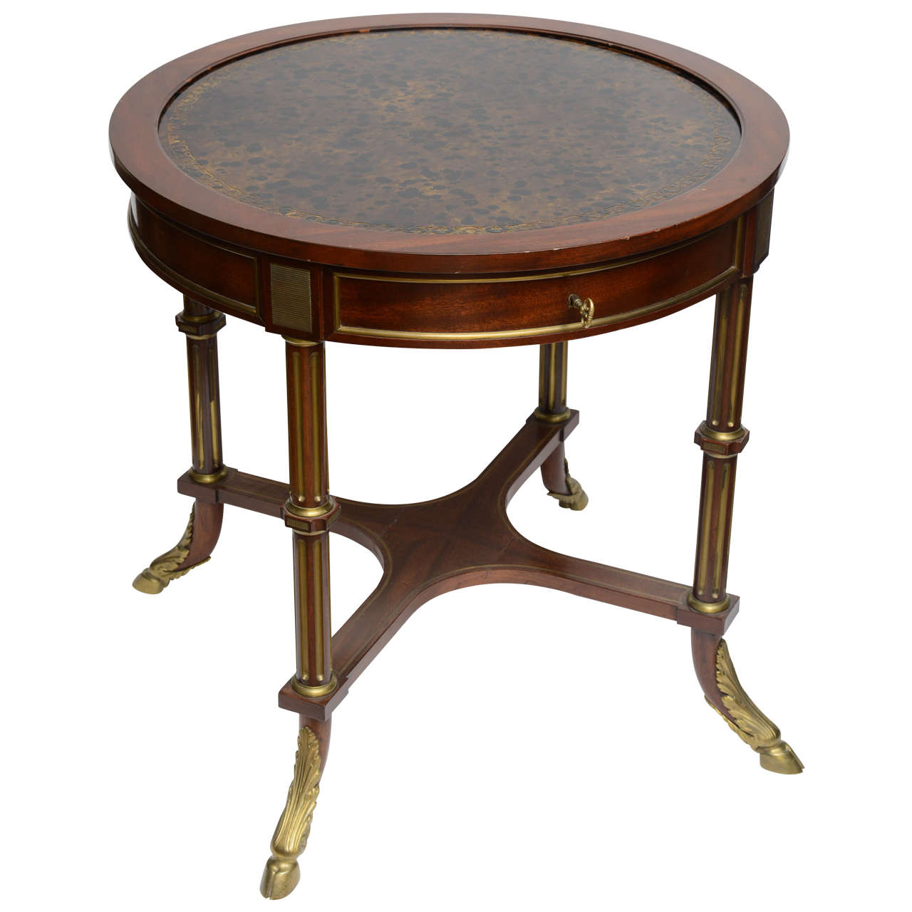 French Center, Game, Side, End Table w/ Leather Top 19th C