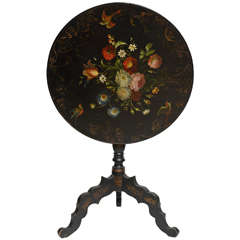 English Hand Painted Tilt Top, Center, Dining, Game Table, 19th Century