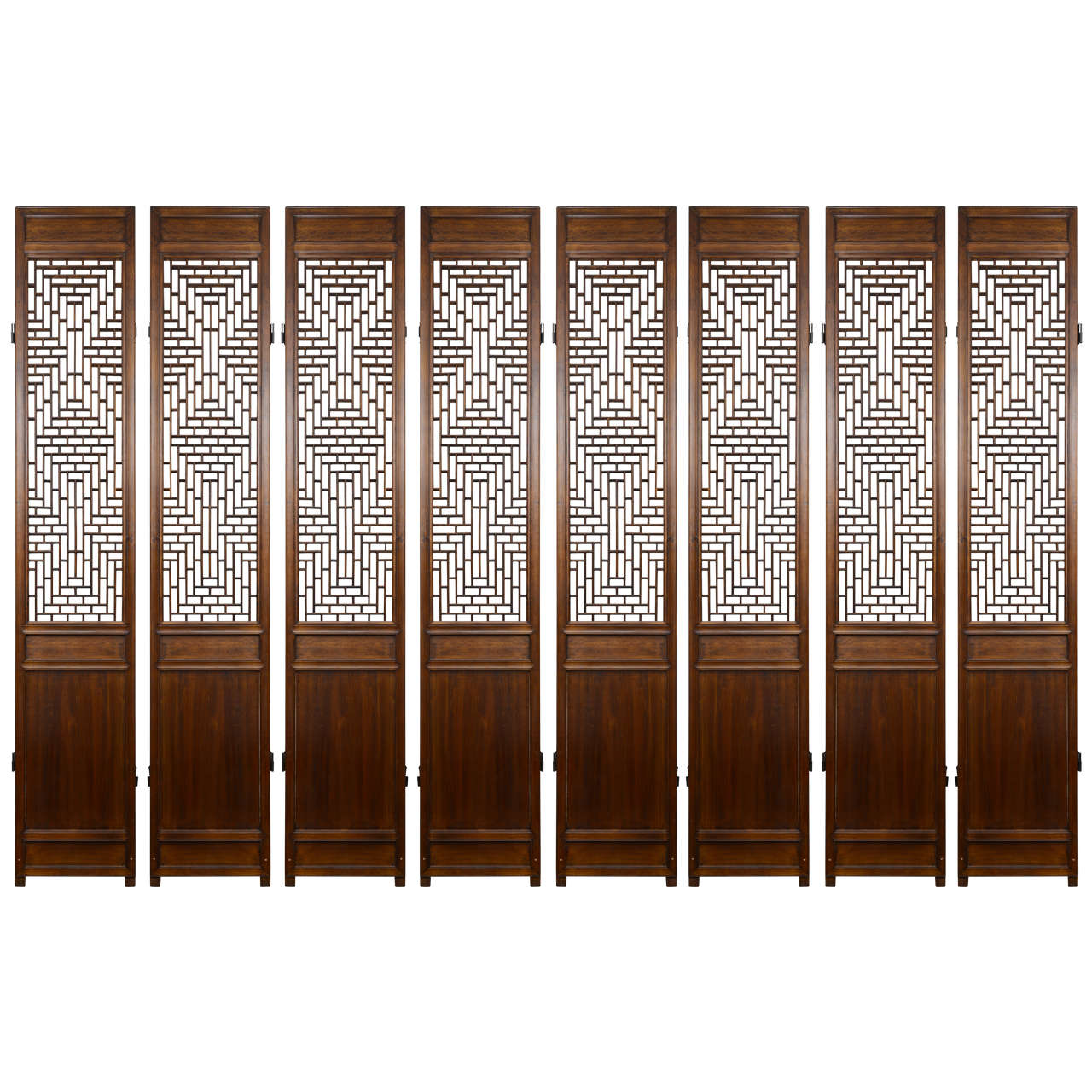 Chinese Eight Panel Folding Screen in Rosewood, Early 20th Century