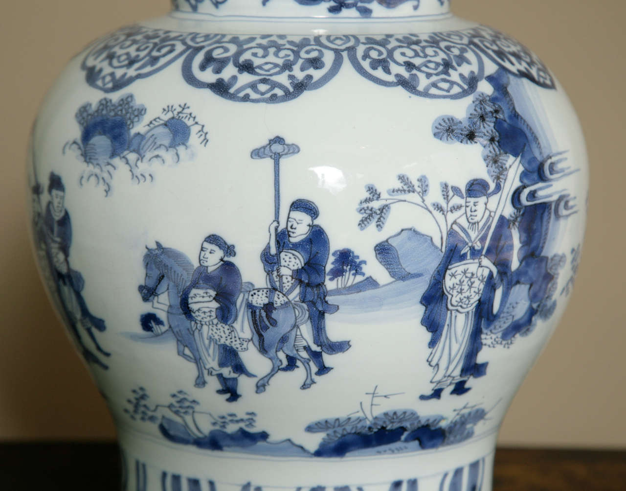 Pottery Large Dutch Delft Chinoiserie Baluster Vase, circa 1680