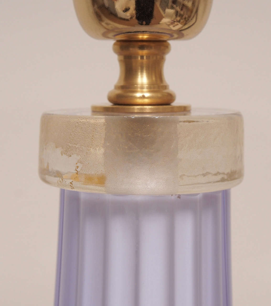 Single Large Handblown, Italian Murano Lavender and Gold Glass Lamp In Excellent Condition In New York, NY
