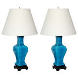 Pair of 1960
s American Turquoise Ceramic Lamps