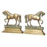 Vintage Pair of 1940's English Brass Horses