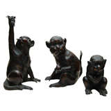 A Set of Three Bronze Monkeys