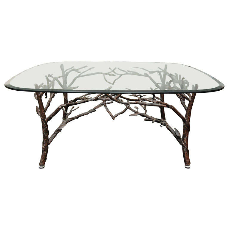 Glass Top Coffee Table with tree leg base