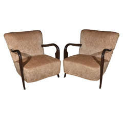 Pair Italian Modern Club Chairs in the manner of Ulrich