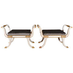 Magnificent Pair of Neoclassic Curule Benches